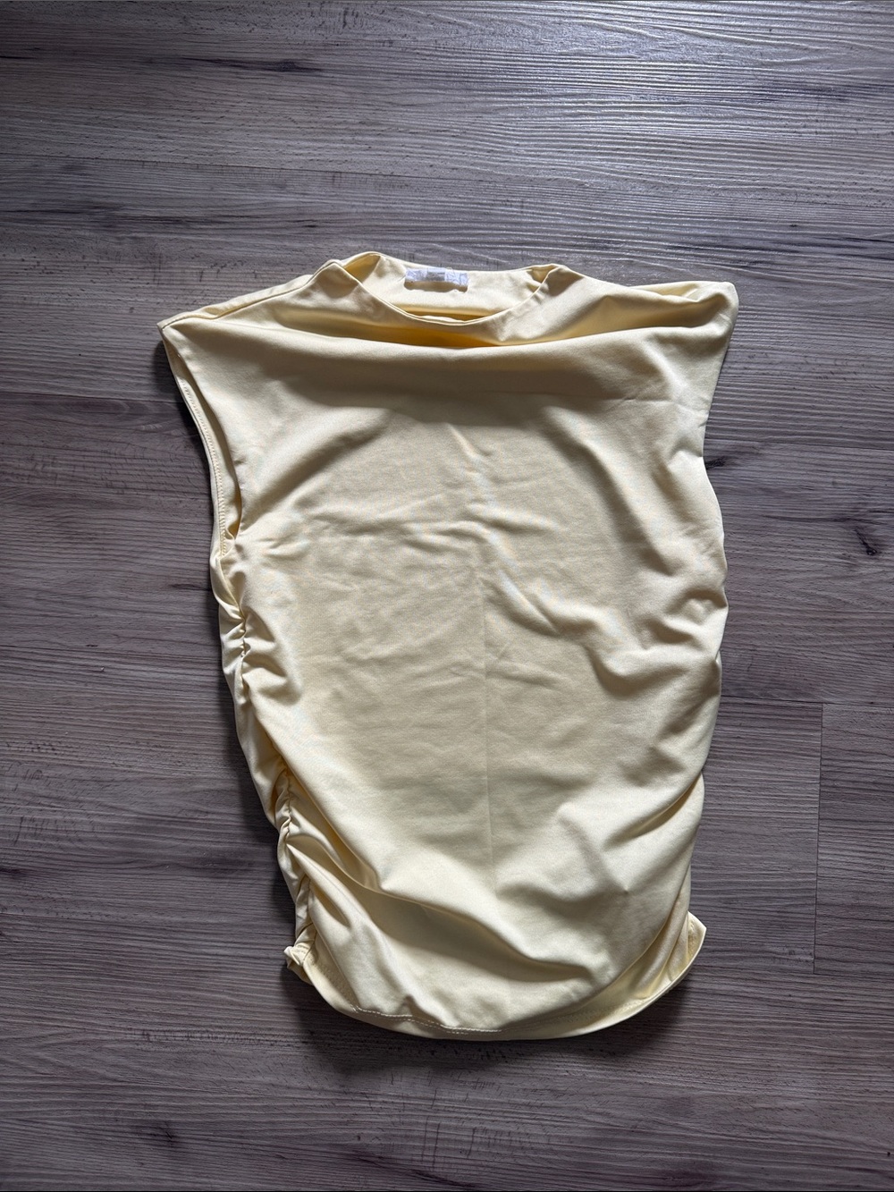 Sleeveless Ruched Side Tank Top in Soft Yellow